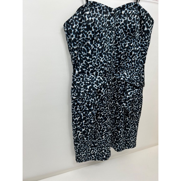 BCBGeneration Womens Size 8 Black Blue Dress Strapless Ruffle Corset - Picture 2 of 9